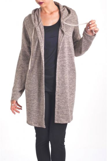 CON CAPPUCCIO SWEATJACKET 4017 BEIGE