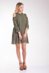 ROBE EPAULES DENUDEES 4037 VERT MILITAIRE