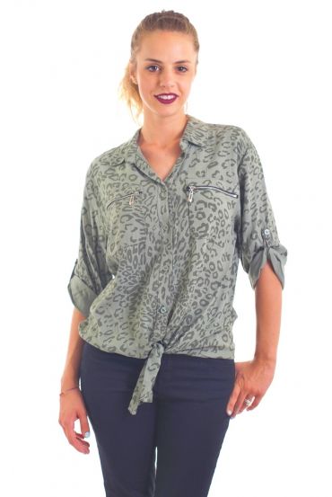 SHIRT ZIP LEOPARD 4039 MILITARY GREEN