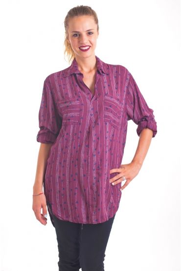 CHEMISE MOTIF CŒUR 4038 BORDEAUX