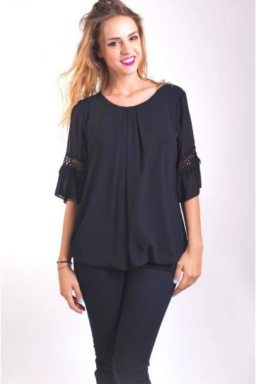 BLOUSE SLEEVES LACE 4000 BLACK