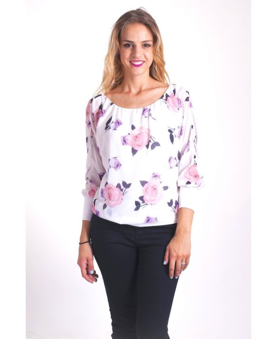 BLUSA DE FLORES 4015 BLANCO