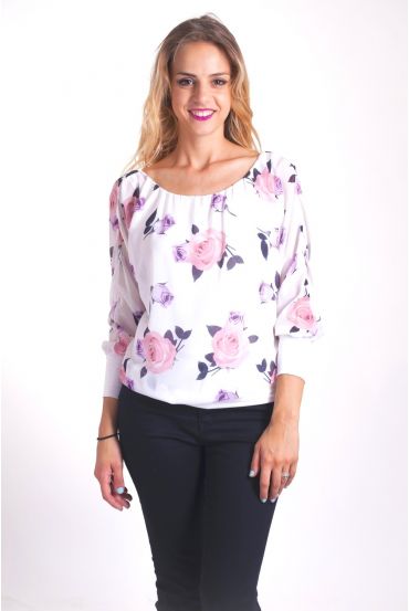 BLOUSE BLOEMEN 4015 WIT