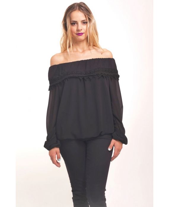 BLOUSE EPAULES DENUDEES 4003 NOIR