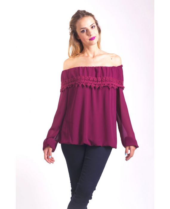 BLOUSE EPAULES DENUDEES 4003 BORDEAUX