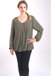 BLOUSE DOS DENTELLE 4005 VERT MILITAIRE