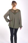 BLOUSE DOS DENTELLE 4005 VERT MILITAIRE