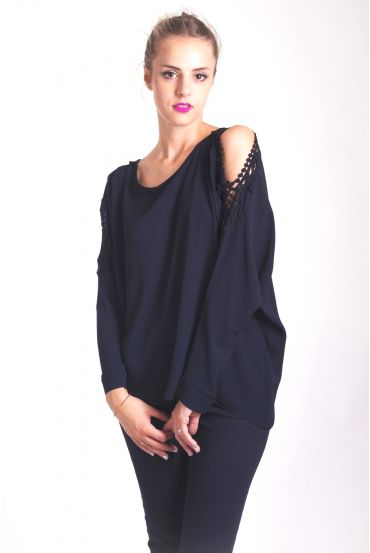 BLOUSE SCHOUDERS DENUDEES 4042 ZWART