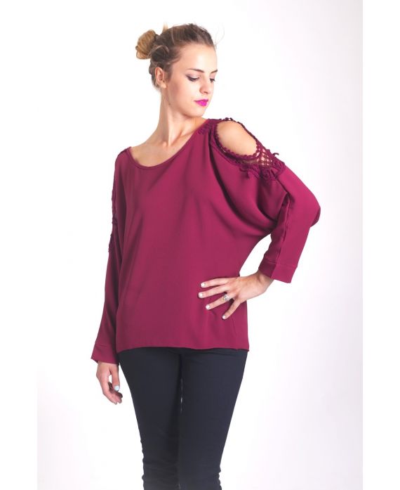 BLOUSE EPAULES DENUDEES 4042 BORDEAUX