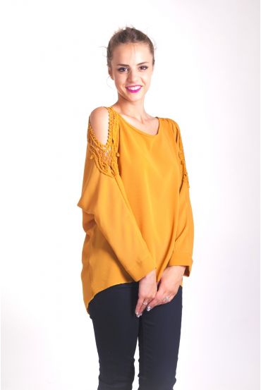 BLOUSE SCHOUDERS DENUDEES 4042 MOSTERD