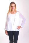 BLOUSE DRAPEE DENTELLE 4043 BLANC