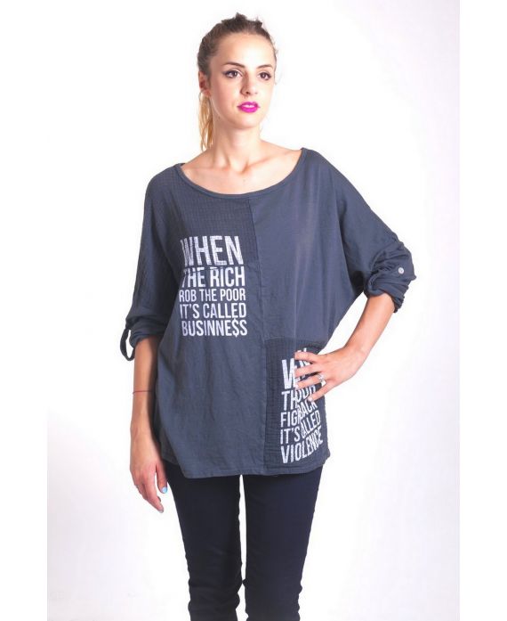 T-SHIRT FLOCAGE 4046 GRIS