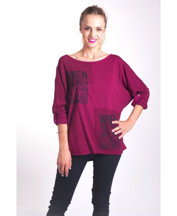 T-SHIRT FLOCAGE 4046 BORDEAUX