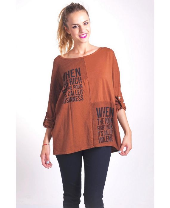 T-SHIRT FLOCAGE 4046 CAMEL