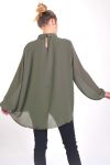 BLOUSE COL CLAUDINE STRASS 4051 VERT MILITAIRE
