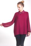 BLOUSE COL CLAUDINE STRASS 4051 BORDEAUX