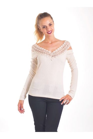 PULL DENTELLE 4064 BEIGE