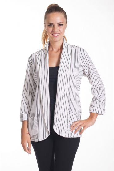 VESTE BLAZER RAYEE 2 POCHES 4075 BLANC