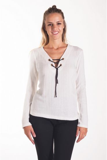 PULL A LACETS 4065 BLANC