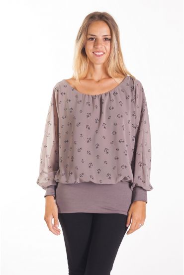 TOP VOILAGE IMPRIME 4077 TAUPE