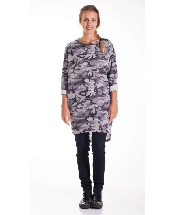 SWEATER TUNIC MILITAIRE2 POCKETS 4129