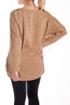 LARGE SIZE SWEATER WOMEN SHOULDERS ZIPPEES 4124 MUSTARD