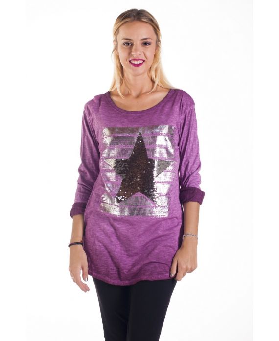T-SHIRT STAR SEQUIN 4231 BORDEAUX