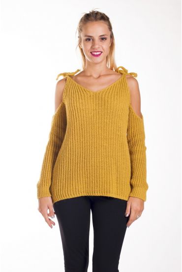 SWEATER MOHAIR SHOULDERS HAS BUILD 4237 MUSTARD