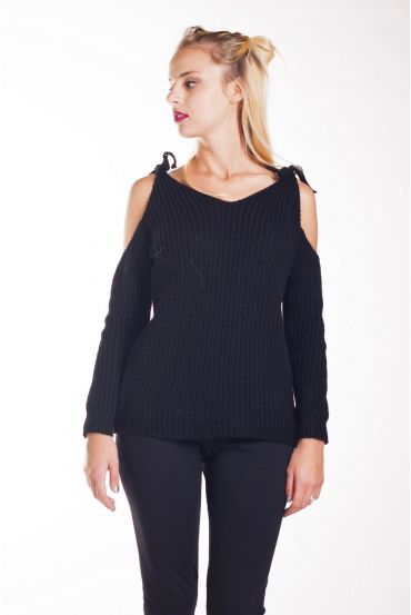 SWEATER MOHAIR SHOULDERS HAS BUILD 4237 BLACK