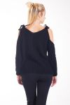 SWEATER MOHAIR SHOULDERS HAS BUILD 4237 BLACK