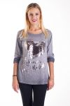 T-SHIRT SEQUIN HEART 4233 GRAY