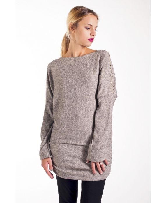 SWEATER TUNIC RIVETS 4243 BEIGE