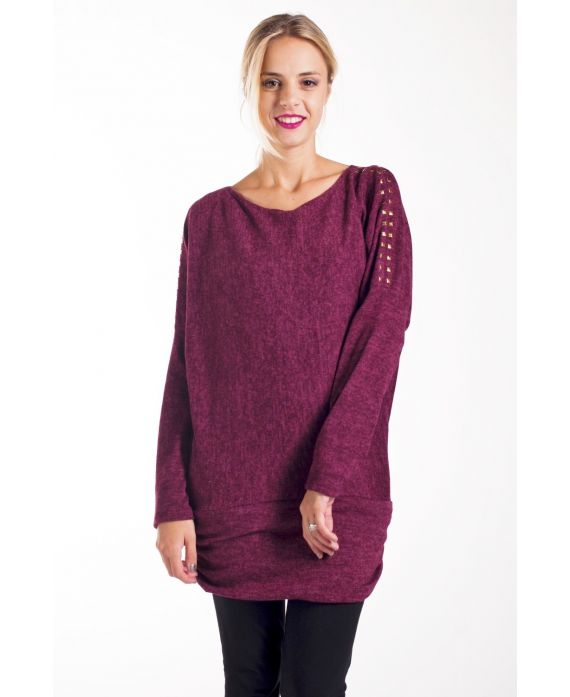 SWEATER TUNIC RIVETS 4243 BORDEAUX