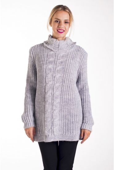 PULL COL ROULE TWIST 4268 GREY