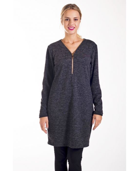 PULL TUNIQUE ZIPPEE 4271 BLACK