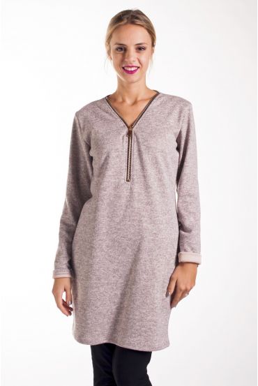 PULL TUNIQUE ZIPPEE 4271 BEIGE