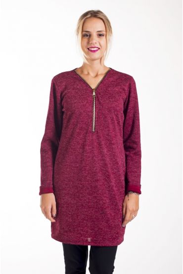 PULL TUNIQUE ZIPPEE 4271 BORDEAUX