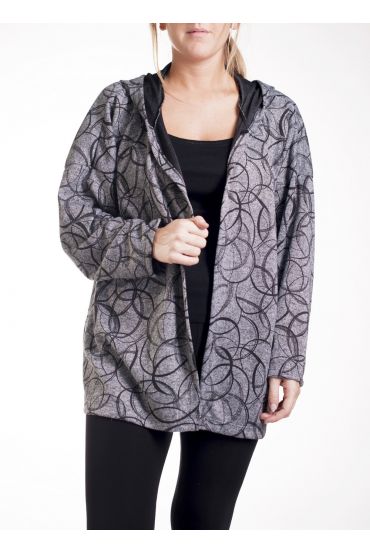 SIZE LARGE JACKET/HOODED SWEATJACKET 4249 GREY