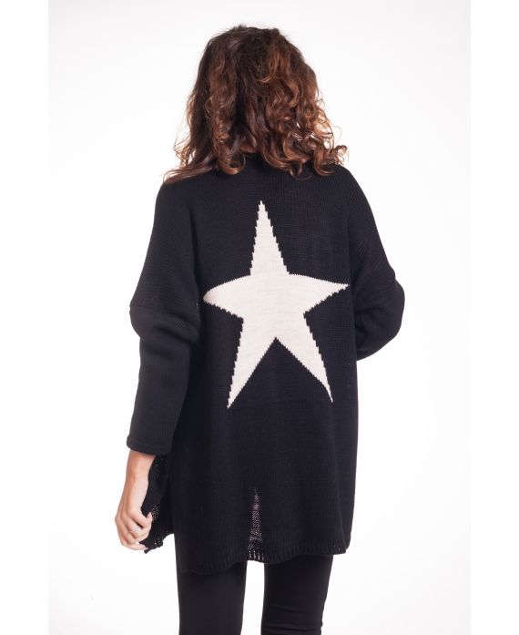 GILET MOHAIR DOS ETOILE 4293 NOIR