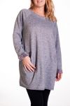 LARGE SIZE SWEATER TUNIC 2 POCKETS 4283 GREY