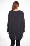 LARGE SIZE SWEATER TUNIC 2 POCKETS 4283 BLACK