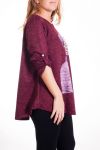 DI GRANDI DIMENSIONI MAGLIONE DI STAMPA MOGLIE 4344 BORDEAUX