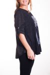 GRANDE TAILLE PULL IMPRIME FEMME 4344 NOIR