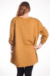 LARGE SIZE SWEATER PRINTS FEATHERS 4343 MUSTARD
