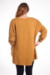 LARGE SIZE SWEATER PRINT FLOWER 4342 MUSTARD