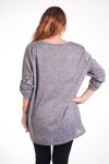 LARGE SIZE SWEATER PRINT FLOWER 4342 GREY
