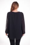 GRANDE TAILLE BLOUSE ENCOLURE FANTAISIE 4327 NOIR