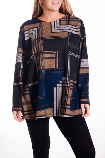 LARGE SIZE SWEATER PRINTS 4324 BLUE