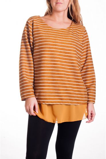 LARGE SIZE TUNIC RAYEE SUPERPOSEE 4320 MUSTARD