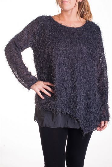 LARGE SIZE SWEATER TUNIC BI-SUBJECT 4292 GRAY